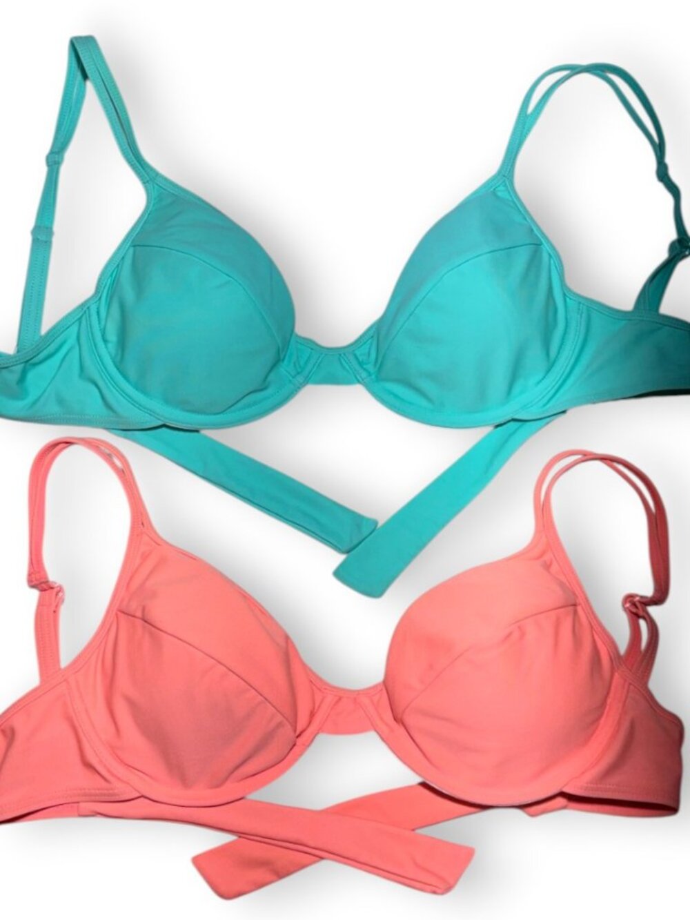 Lot of Hula Honey D Cup Underwire Bikini Tops Coral Teal Blue Swim Separates